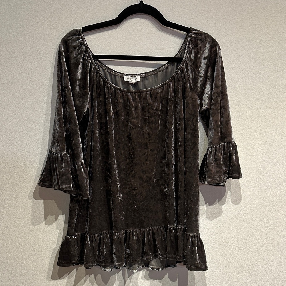 Beach Lunch‎ Lounge Crushed Velvet Grey Top Size Large